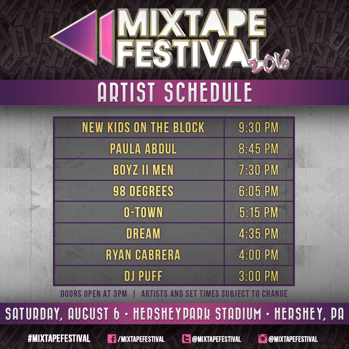 RT @MixtapeFestival: #MixtapeFestival 2016 is finally here! Doors open at 3pm. Let’s do this Hershey! https://t.co/lGAtKBJD5V