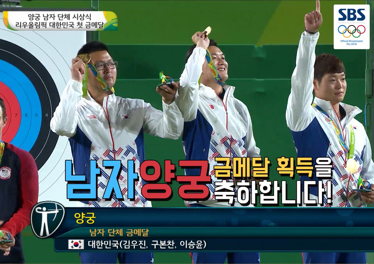 이승윤 양궁 선수 구본찬 김우진 남자 대한민국 금메달 단체 장혜진 최미선 리우올림픽 SBSolympics