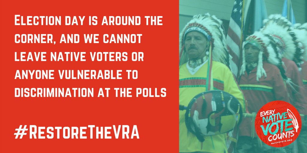 RT @nativevote: Election Day is around the corner, we cannot leave anyone vulnerable to discrimination at the polls #VotingRightsAct https:…