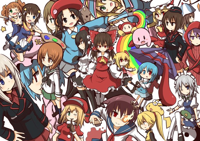 ツイッターだいたい5周年&フォロワー殿20000人感謝イラストです。今まで描いたことあるジャンルからのキャラ選抜 ツイッターだいたい5周年&フォロワー殿20000人感謝イラストです。今まで描いたことあるジャンルからのキャラ選抜