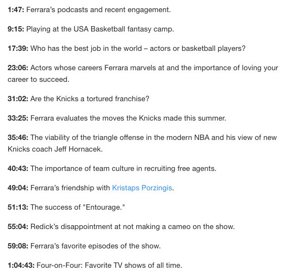 RT @TheVertical: New @TheVertical Pod w/ @JJRedick: @jerryferrara on the Knicks, 