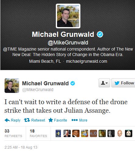 RT @wikileaks: America's journalistic class showing class on assassination. Grunwald, an Obama hagiographer, is now at Politico. https://t.…