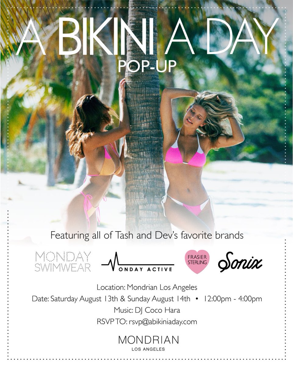 RT @ABikiniADay: Attention all California babes: SAVE THE DATE and join us this weekend at our A Bikini A Day Pop Up Shop! ???????? https://t.co/…