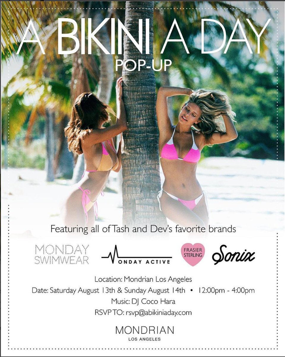RT @shopsonix: #POPUPALERT w/ @ABikiniADay this weekend!! RSVP to rsvp@bikiniaday.com and we'll see you in LA! ???????????? https://t.co/9uRR81HhPv