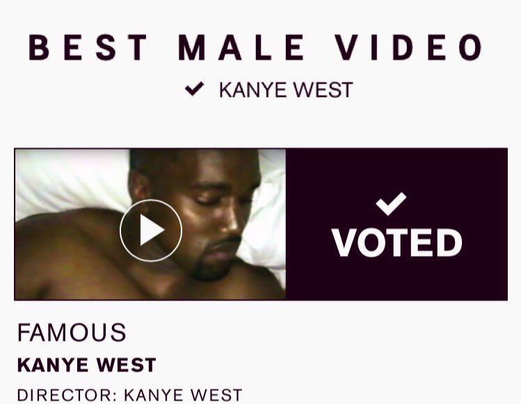 There's still time to vote!! Vote for Kanye to win #VideooftheYear for FAMOUS at the #VMAs https://t.co/TeBtWD3cOZ… https://t.co/VwcUxEmvrh