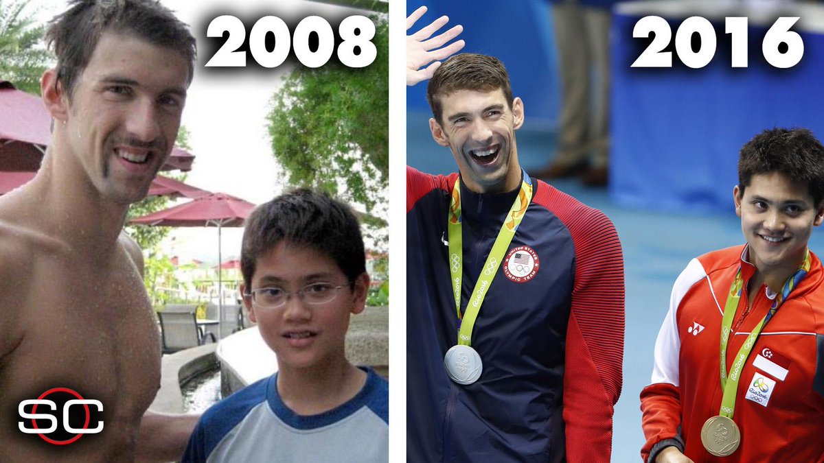 RT @SportsCenter: Dream big.

2008: Singapore's Joseph Schooling met idol Michael Phelps 
Last night: He beat Phelps in the 100m fly https:…