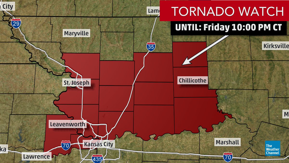 Missouri A tornado watch has been issued for portions of northwest