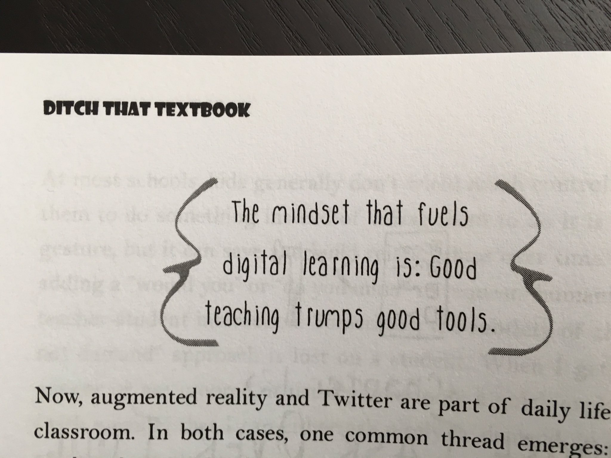 A5 When I hear 21st Century Classroom I always think of this @jmattmiller quote in #DitchBook #satchatwc #tlap https://t.co/S3MGYXpkXD