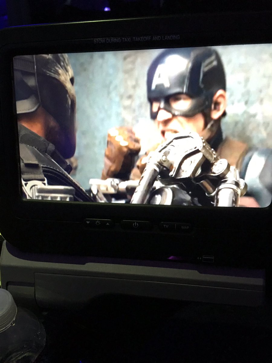 On a plane watching @CaptainAmerica #CivilWar. I get douche chills when Cap says 