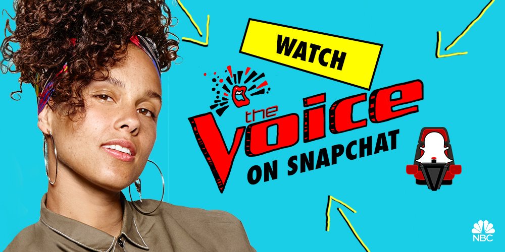 RT @NBCTheVoice: The #VoiceOnSnapchat premieres TODAY! See who @aliciakeys picks for #TeamAlicia on Snapchat NOW. https://t.co/hCdV0M6ZLI