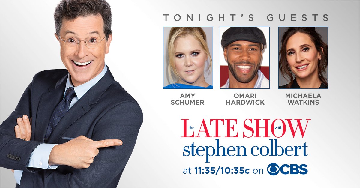 RT @colbertlateshow: Tonight on #LSSC! We're back from summer vacation with @amyschumer, @OmariHardwick, and @michaelaWat! https://t.co/1Rq…