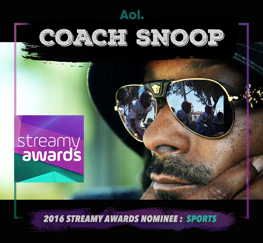 RT @aoloriginals: Congrats @snoopdogg and @aolsports for #CoachSnoop’s @streamyawards nomination!!! https://t.co/ofDBg1pk9i
