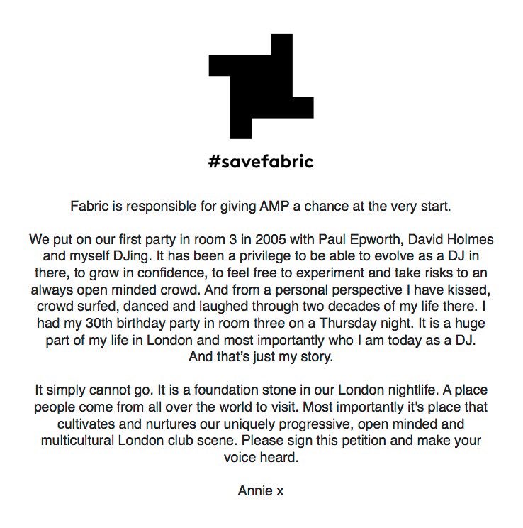 RT @AnnieMac: #SAVEFABRIC ???? https://t.co/P7VCFkQDfi https://t.co/VwFPnZZWmU