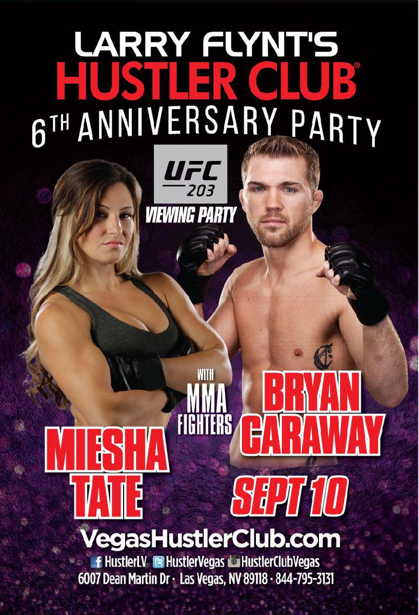 #UFC203 viewing party also celebrating Hustler Club Las Vegas 6th anniversary Sept 10th! Should be fun! https://t.co/AX3cP1QERN