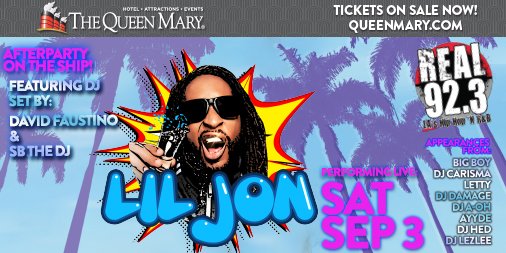 RT @TheQueenMary: Party with us on #laborday weekend! @LilJon will be performing on 9/3/16 at #wetcarnival! https://t.co/bMd8i7y9bN. https:…