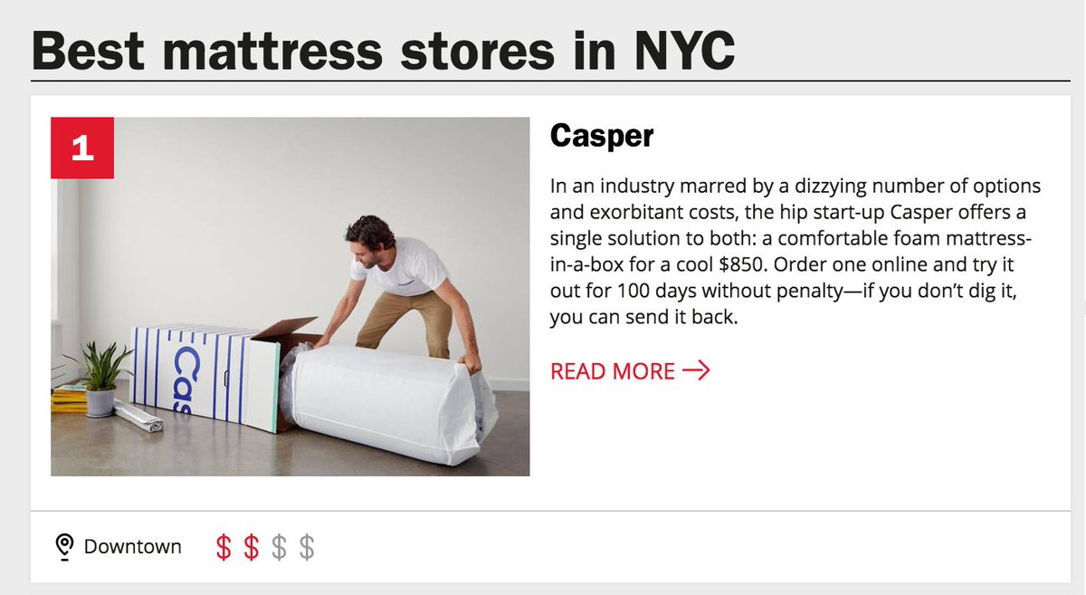 RT @Casper: .@TimeOutNewYork called us the best mattress store in New York.

And we're not even a mattress store. https://t.co/QMd9WNLtC6