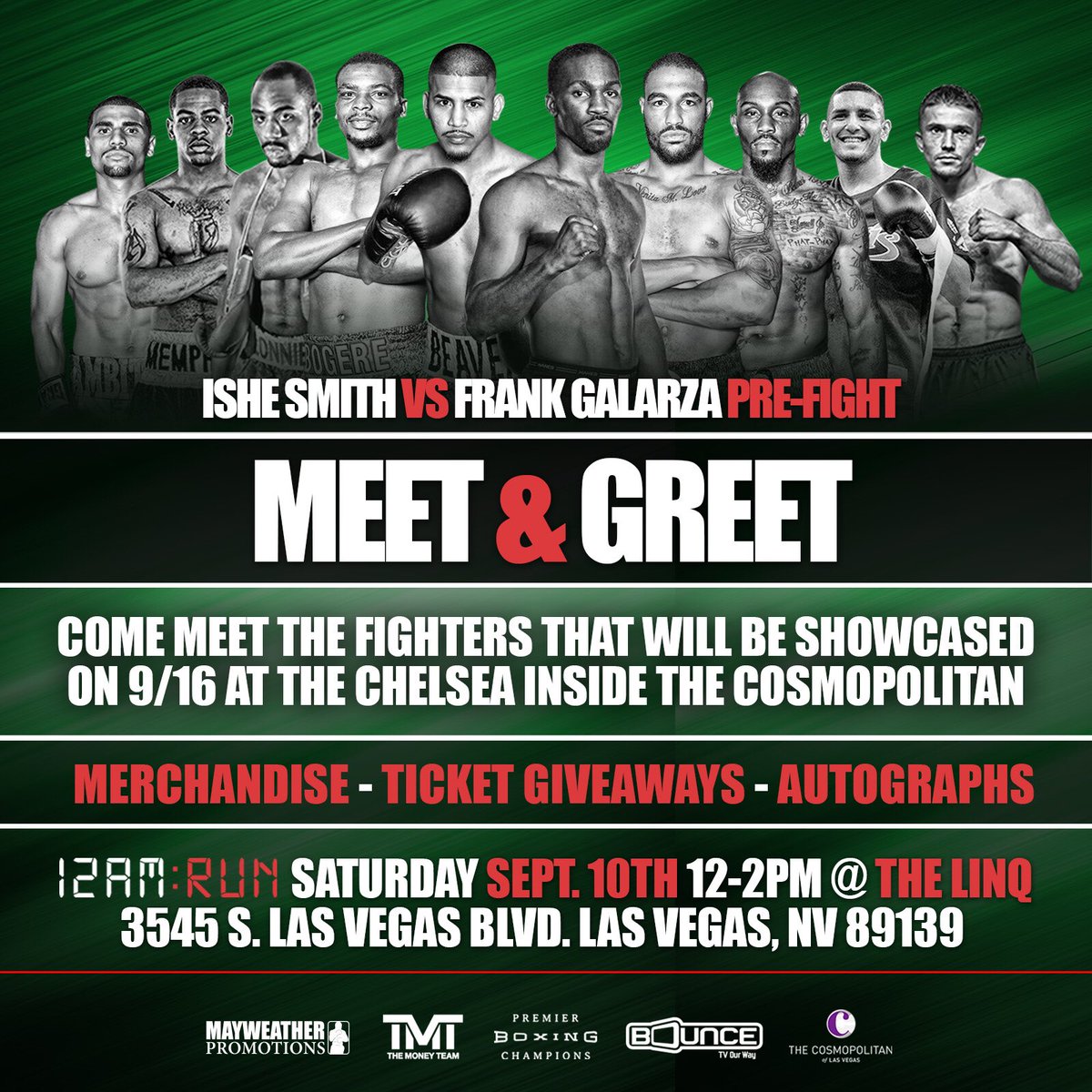 RT @MayweatherPromo: TODAY! Las Vegas it's going down, @12amRun is the place to be. Meet the 9/16 stars + giveaways & more ????! #XIIAM ???????? htt…