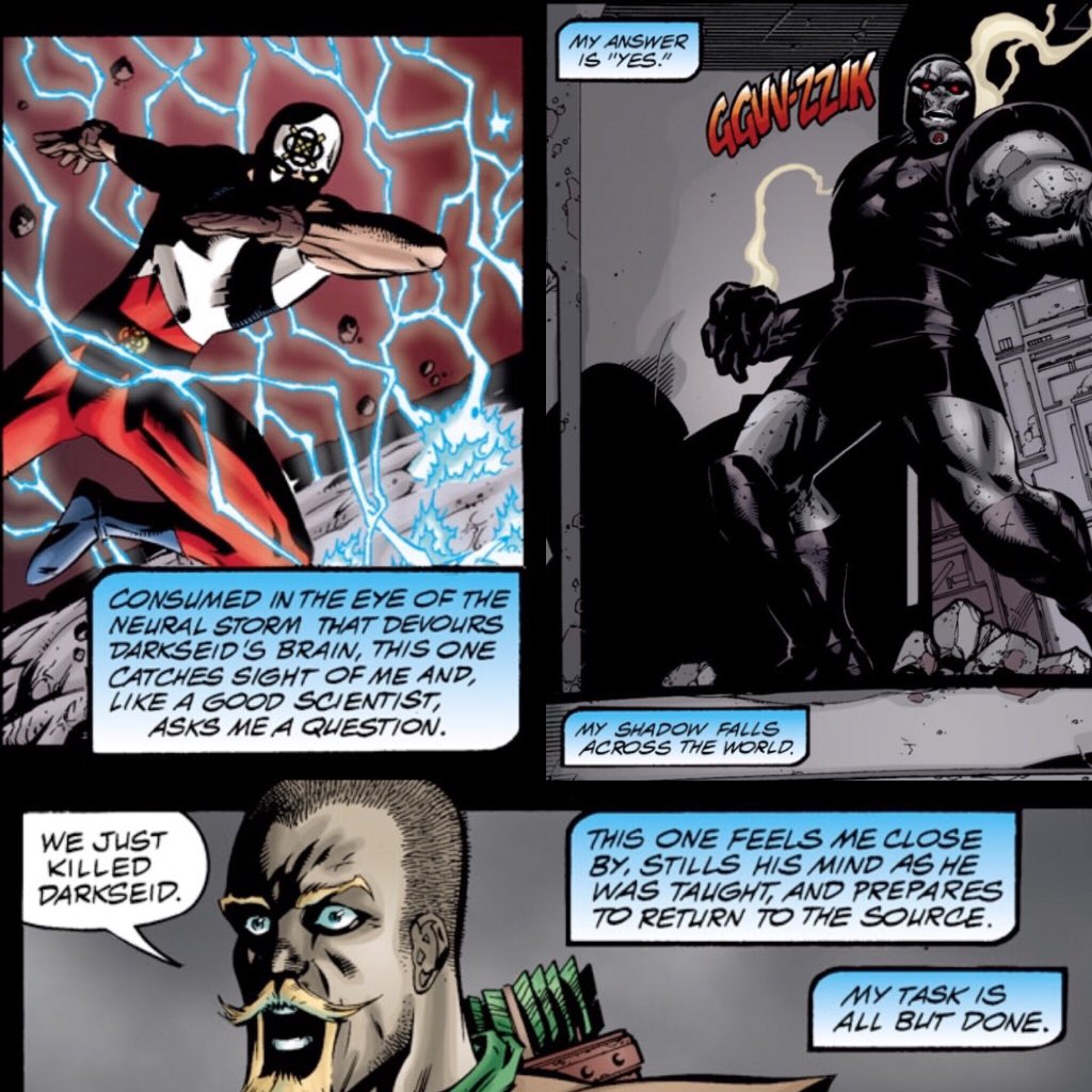One of my favorite beats in @DCComics history: Arrow & Atom kill Darkseid as Death narrates. @grantmorrison JLA 14. https://t.co/NkXjs0c0tu
