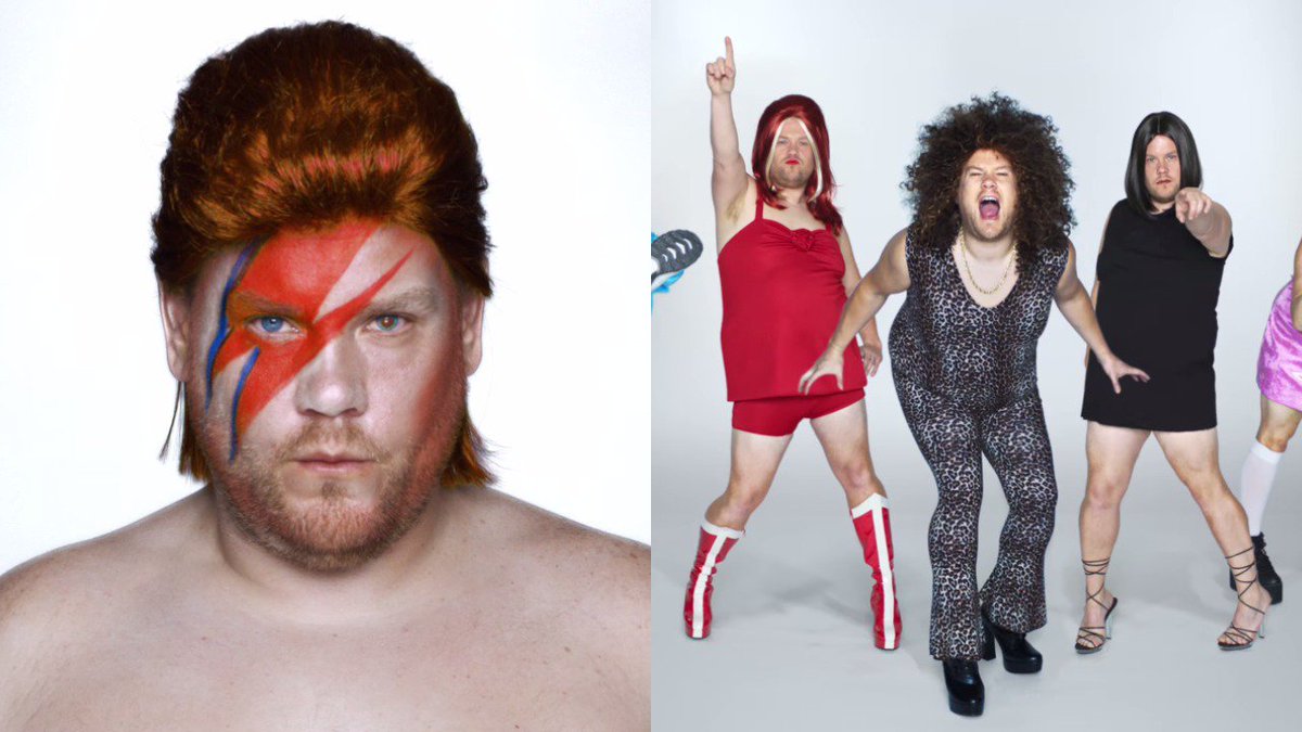RT @NME: Watch James Corden dress up as Bowie, Spice Girls and other music icons in Apple Music ad https://t.co/WbOjwuEtQn https://t.co/l1q…