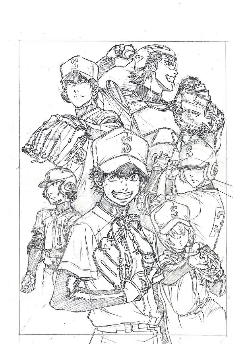 ダイヤのA番組宣伝版権Vol.1 ラフ。 まだ全然キャラ慣れしてなかったので、全然似とらん。特に沢村と降谷がヒドイ・・・ ダイヤのA番組宣伝版権Vol.1 ラフ。 まだ全然キャラ慣れしてなかったので、全然似とらん。特に沢村と降谷がヒドイ・・・