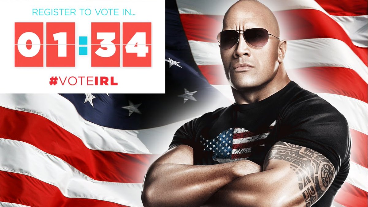 RT @YouTube: Register to #voteIRL or @TheRock will find you. https://t.co/4fcTd1KuEV #NationalVoterRegistrationDay https://t.co/5nArIrfNNE