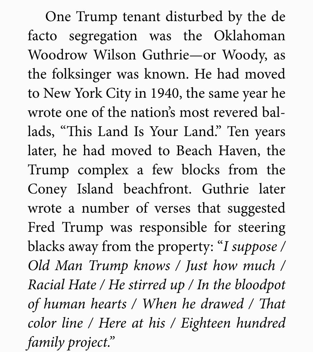 WOODY GUTHRIE(after Living in????apt)Wrote extra Verse About Trump’s Dad’s No BLKS Policy In“THIS LAND IS YOUR LAND”‼️ https://t.co/zQ4NzKd0zC