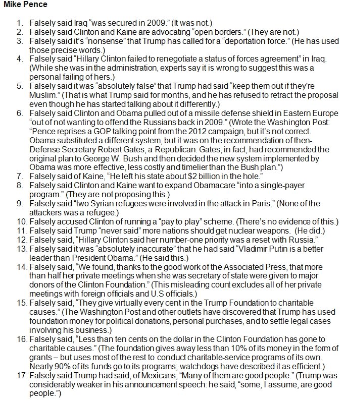 RT @ddale8: Mike Pence made 17 false claims last night. https://t.co/hY7eF0riyf