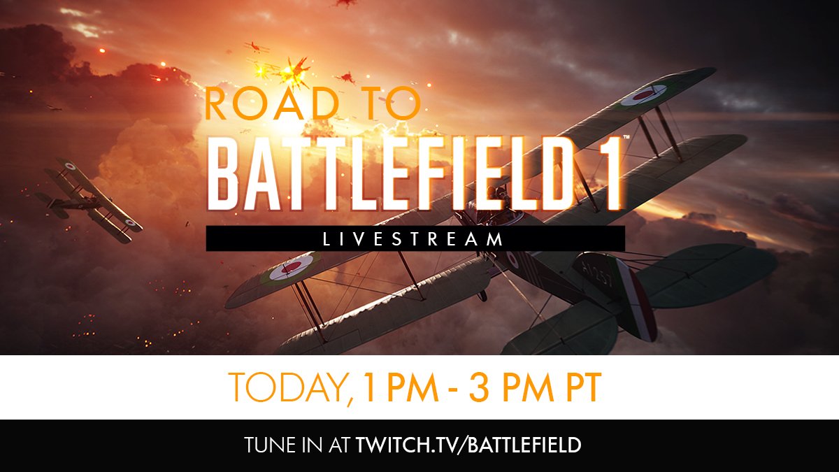 yall ready? I’ll be playin @Battlefield 1 today from 1PM to 3PM PT. Details: https://t.co/p72cG0Var4 #EASponsored https://t.co/4v94nDLyUi