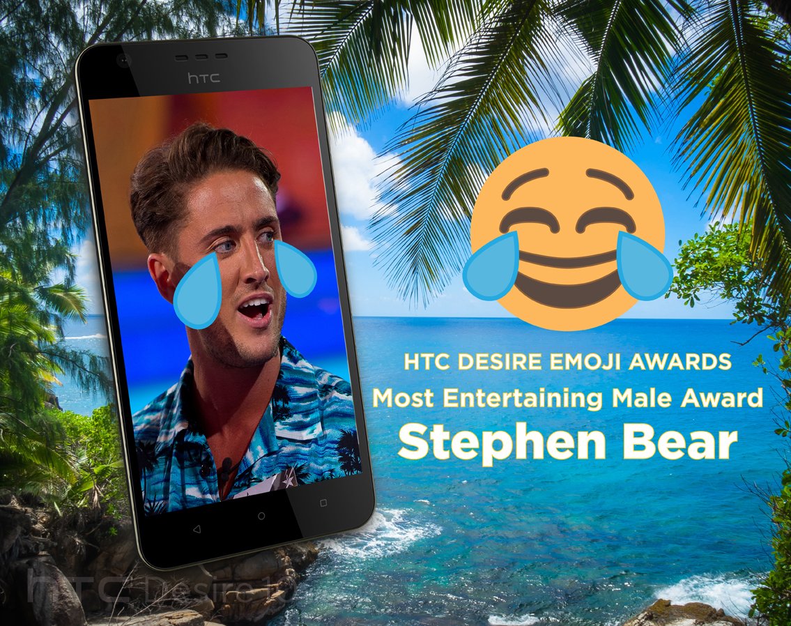 RT @HTC_UK: .@stephen_bear wins the Most Entertaining Male Award thanks to his mischievous antics on #ExontheBeach ???? https://t.co/ouXaqkDxun