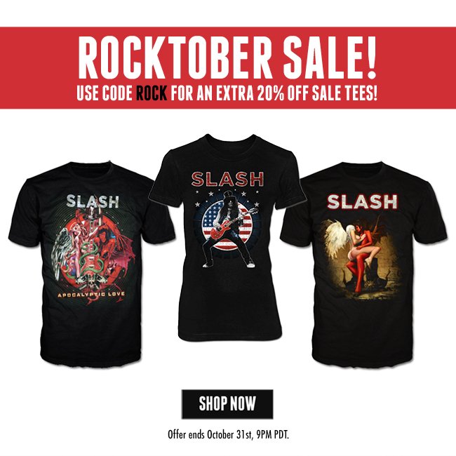 Rocktober Sale! Use code ROCK for an extra 20% off sale tees! https://t.co/aKCRLBOfo4 #slashnews https://t.co/bjaEUmVoa0