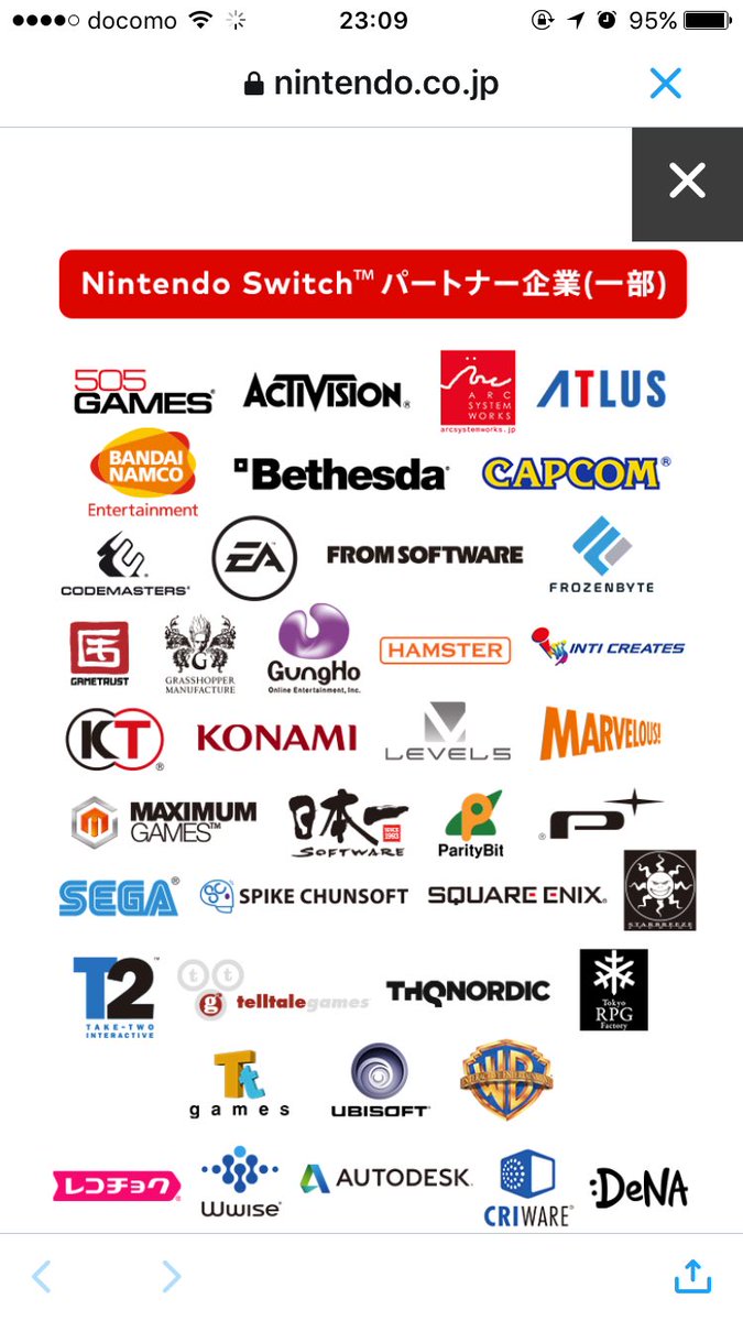 いやいや、nintendo Switchのパートナー企業ヤバイでしょ何このオールスター