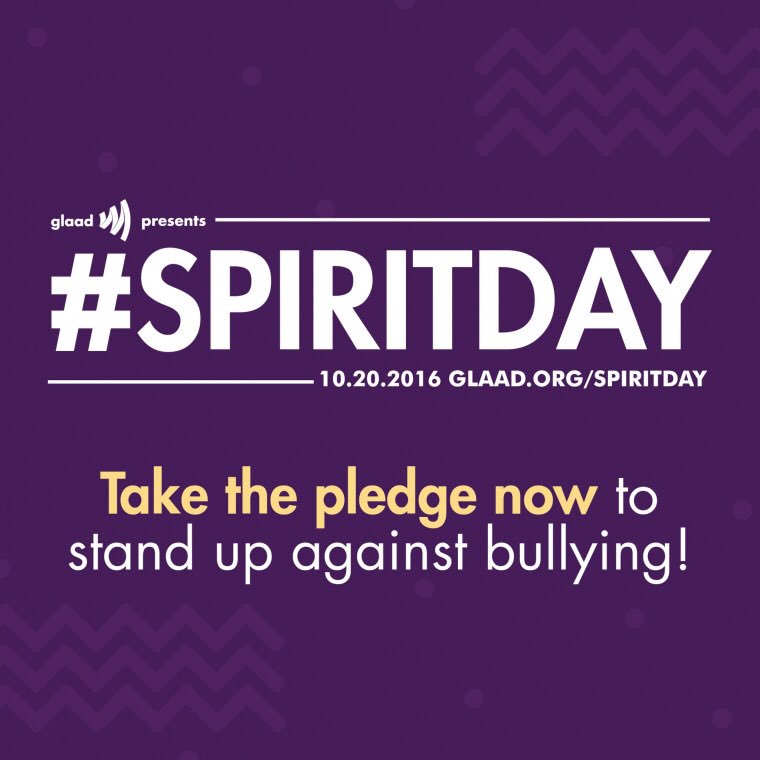 Happy #SpiritDay! Who's taking the pledge? https://t.co/008OcqpH5g https://t.co/8opaSbgmtX