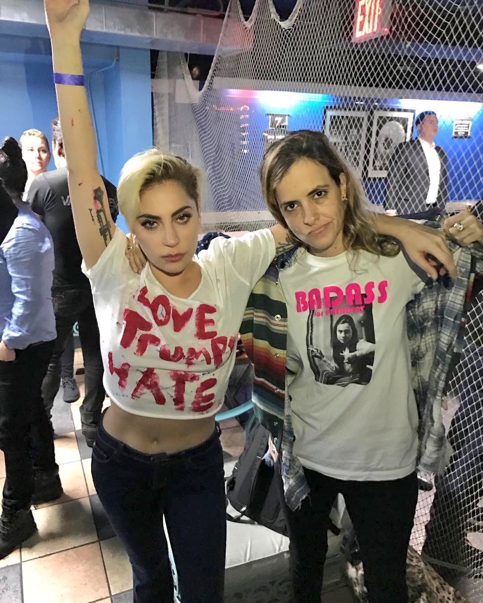 RT @UKMonster: Lady Gaga and Samantha Ronson in New York City tonight! #LoveTrumpsHate https://t.co/MbXUJvPkjj