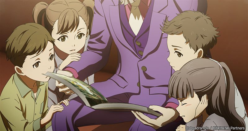 おやすみ前の子供たちに絵本を読み聞かせているムッシュ・ギー。その表情からはあの冷酷な面は片鱗もなく、子供に慕われる優しい おやすみ前の子供たちに絵本を読み聞かせているムッシュ・ギー。その表情からはあの冷酷な面は片鱗もなく、子供に慕われる優しい