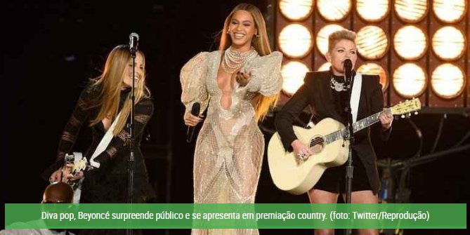 Beyoncé faz apresentação surpresa em premiação da música country; assista