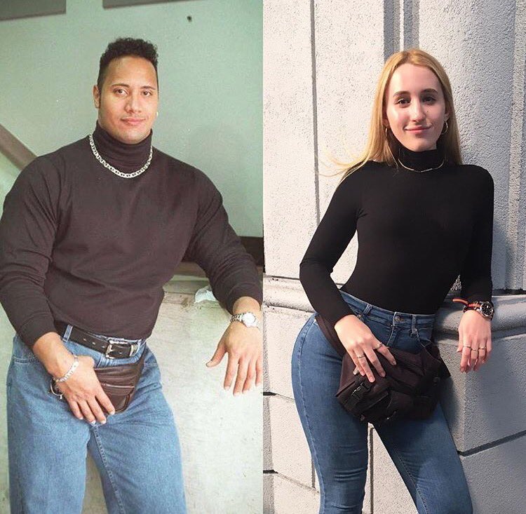 My kid, playing a game of Who Wore It Better against an old photo of @TheRock... https://t.co/zIUKmmSTeT