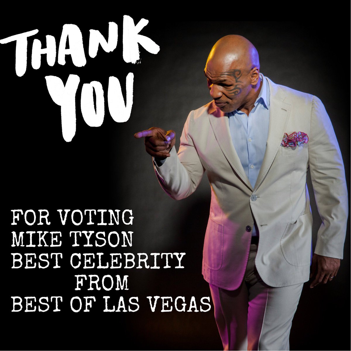 Thank you to everyone who voted for #MikeTyson in @TheBestOfLV... He won the Best Celebrity award! https://t.co/pXRRbLMZ4f