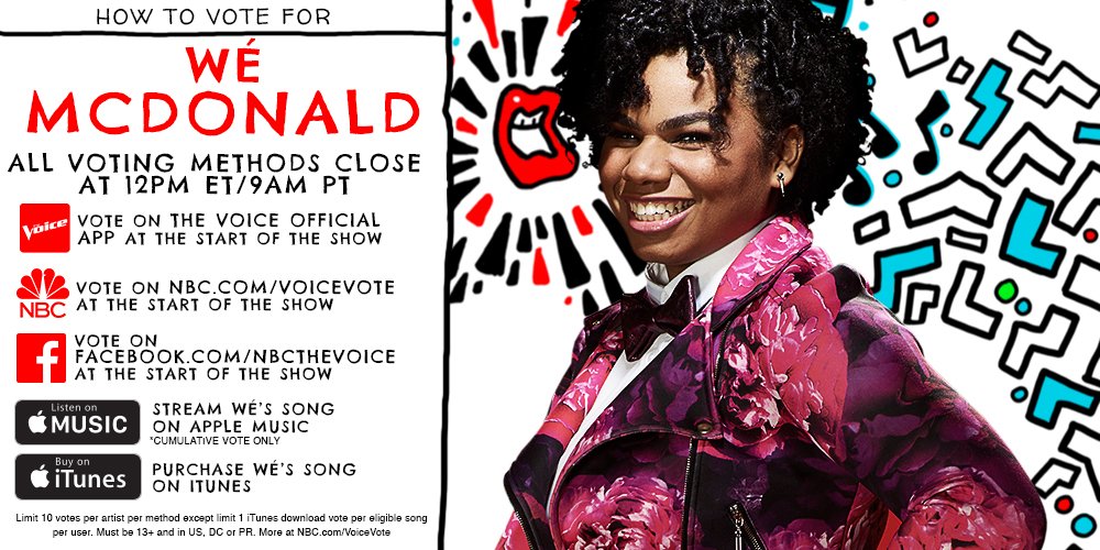 RT @NBCTheVoice: If you’ve got votes for @we_mcdonald on the brain, RETWEET and hop on the vote train. #VoiceTop11 https://t.co/EM3TK4mfA1