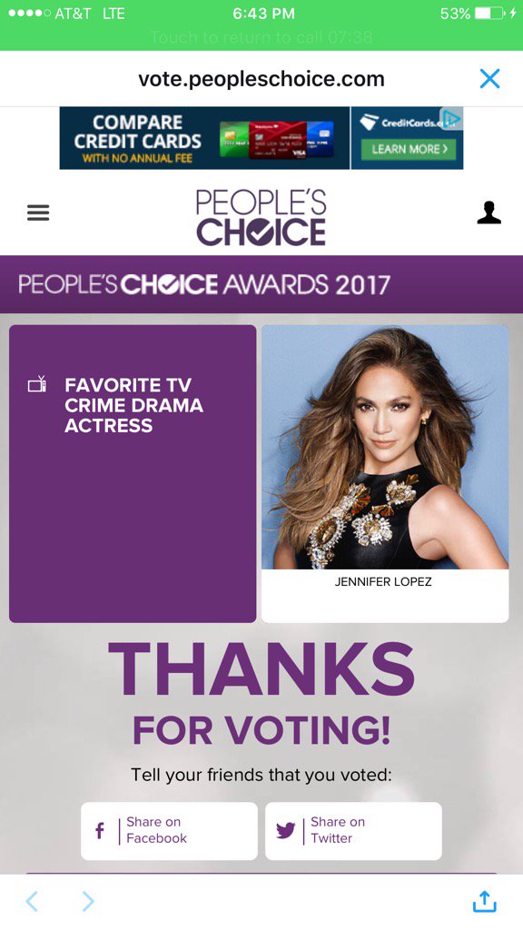 RT @EGTisme: Vote for @JLo for @peopleschoice #favoritetvcrimedramaactress https://t.co/LV8MjfDVhB