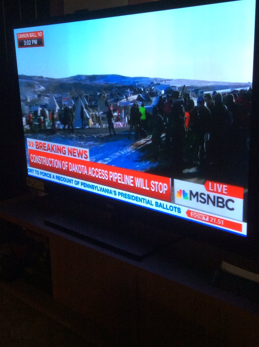 RT @fran_the_man: MSNBC confirms #DAPL river crossing permit has been denied by Army Corps of Engineers. https://t.co/xTtJlo3gHW
