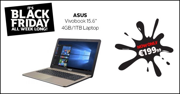 Pick up the Asus X540YA with 4GB RAM, 1TB HD & AN AMD E1-7010 processor for €199.99 this week at DID! #BlackFriday https://t.co/k7n5pOh9pJ