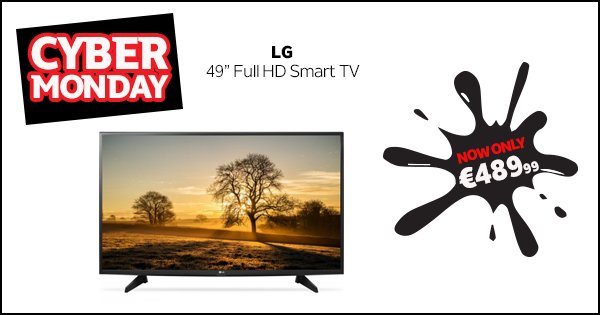 Save €250 & get FREE delivery on this LG 49" Full HD Smart TV this #CyberMonday at DID! https://t.co/DCQjZo4hUx https://t.co/uAMcaXbmKO
