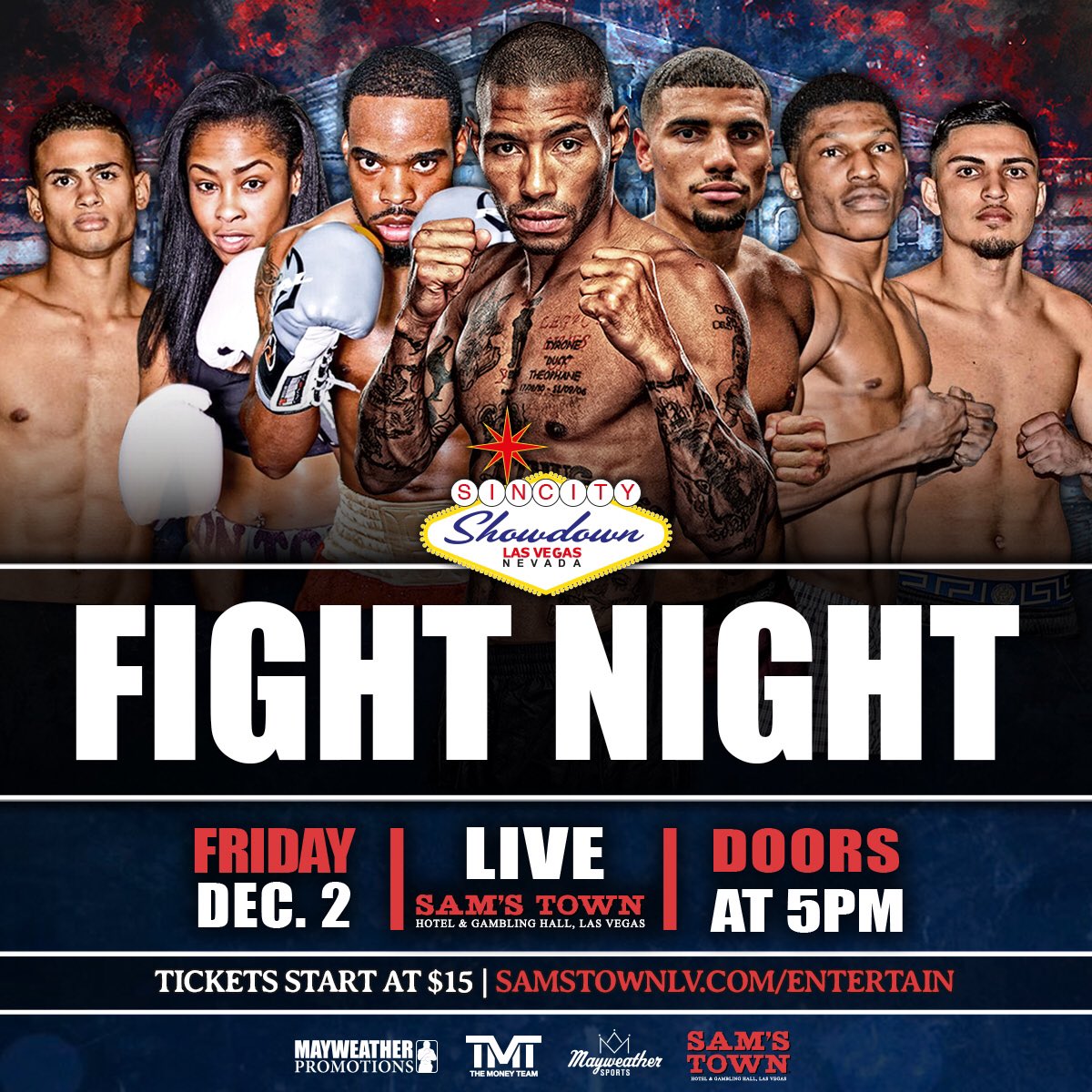 It's fight night Las Vegas! Live at Sam's Town. Tickets start at $15. Doors open at 5:00pm @MayweatherPromo https://t.co/75nfsfLaj1