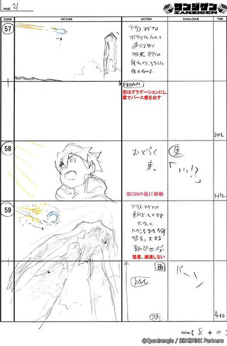 【22話解説】C58~62:山内智史C63~64:喜多耕平スペクタクルシーンはレイアウトが命。演出の平井さんが絵コンテを 【22話解説】C58~62:山内智史C63~64:喜多耕平スペクタクルシーンはレイアウトが命。演出の平井さんが絵コンテを