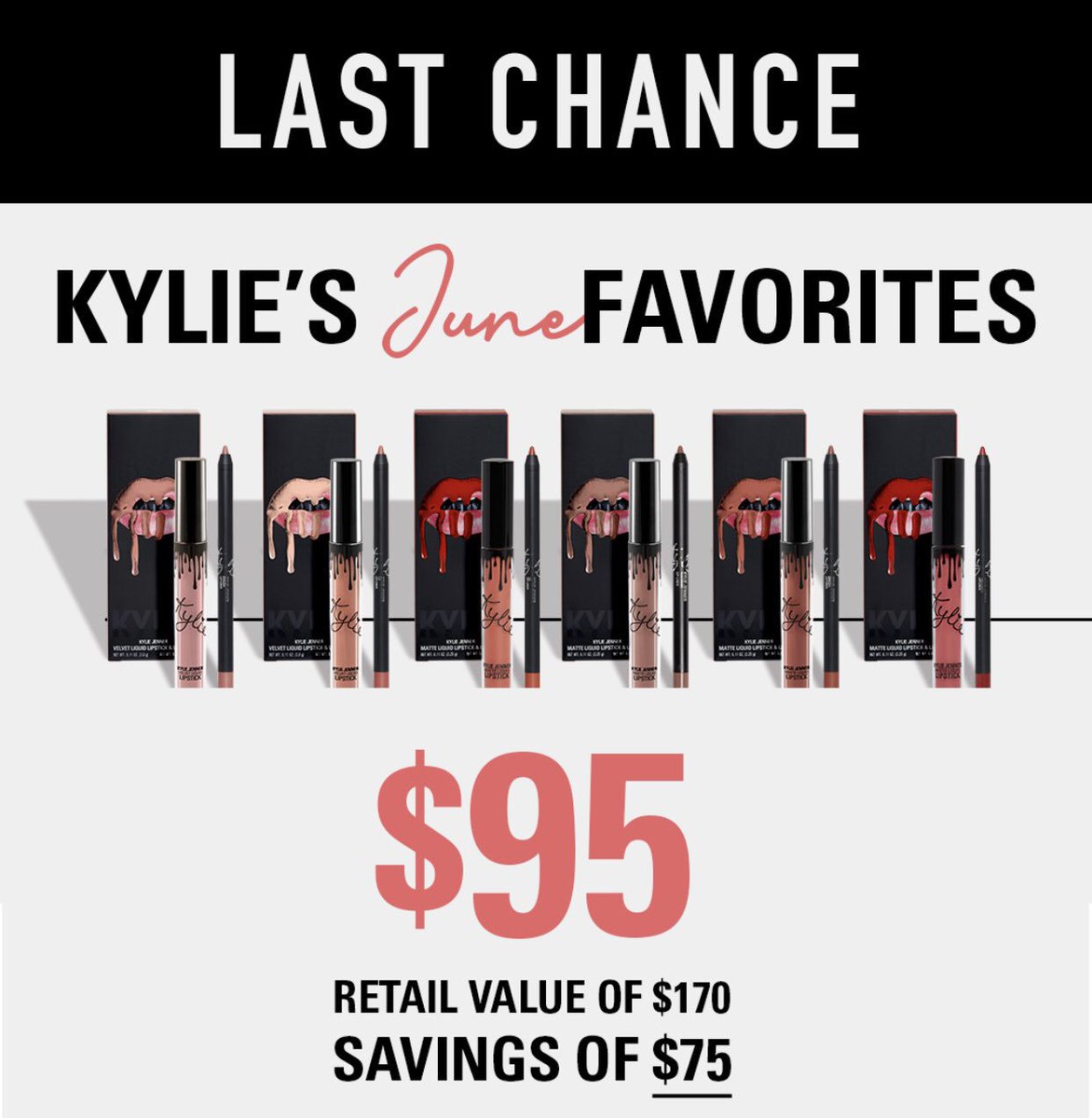 last day to shop my June bundle! 6 lip kits for only $95 https://t.co/grYJPAhIW3 https://t.co/arfEGrkHS1