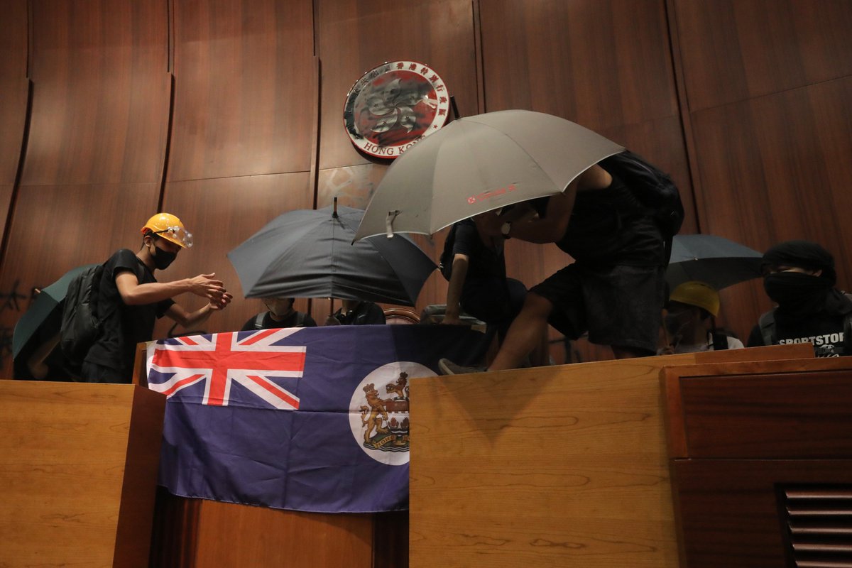 Hong Kong: Protesters in Hong Kong demonstrating against a pro-China extraditi...