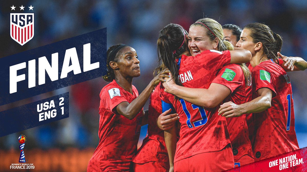 Wow what a semi-final. Well done Team #USA!! On the way now to the #FIFAWWC19 Final! ???????????????? #proud https://t.co/zSnWehS9Uy