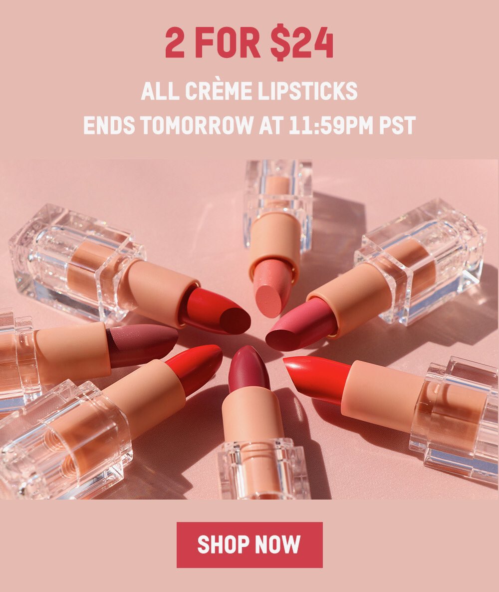 RT @kkwbeauty: ????THIS WEEKEND ONLY! ????Shop any 2 Crème Lipsticks for only $24 at https://t.co/32qaKbs5YG https://t.co/pylzRN6U6g