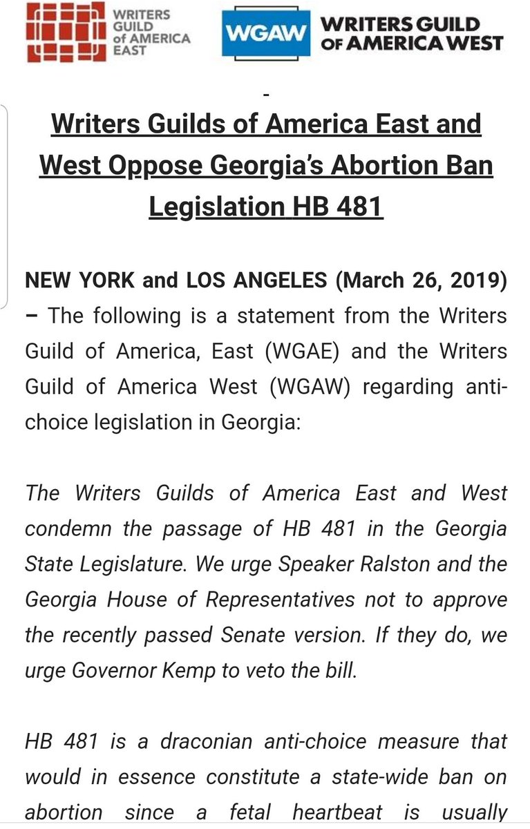 RT @MayaTPrabhu: INBOX: Union repping TV and film writers @WGAWest and @WGAEast issue letter opposing #HB481 #gapol https://t.co/XXYfxlpTVs