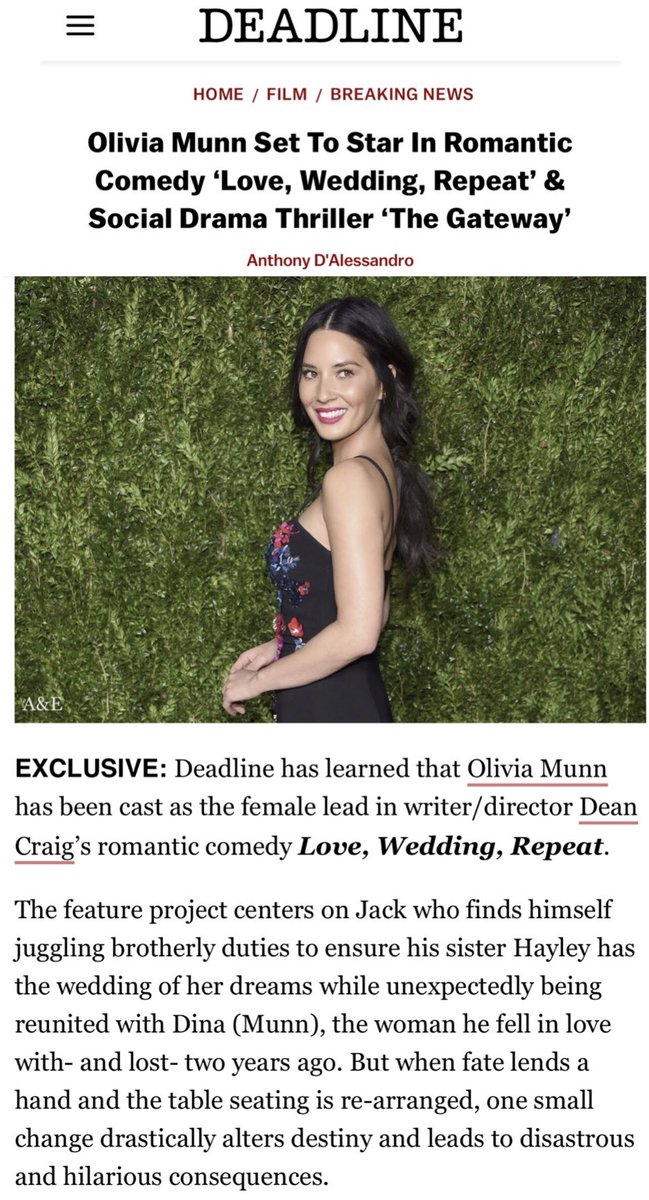 Grateful and super excited about these two films. #LoveWeddingRepeat #Gateway ???????????? @DEADLINE https://t.co/Y4QjeVTIkb